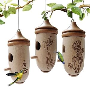 Hummingbird House, 3PCS Wooden Hummingbird Houses for Outside , Hummingbird Houses Wooden Hummingbird House Hummingbird Houses for Outside Hanging, Hummingbird Nest