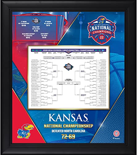 Kansas Jayhawks Framed 15" x 17" 2022 NCAA Men's Basketball Tournament Champions Bracket Collage - College Player Plaques and Collages