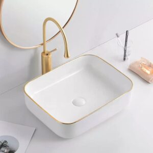 luxury high arc single handle one hole,tall modern bathroom vessel sink faucet, solid brass lavatory vanity faucet, free pop up drain assembly and water hoses. cupc certified (brushed gold)