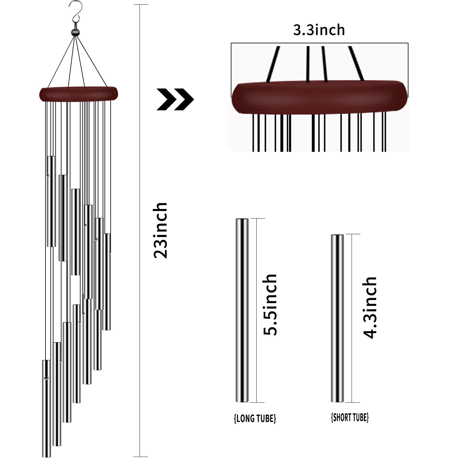 4 Pack Wind Chimes for Outside, Sympathy Wind Chimes Outdoor Clearance with 12 Aluminum Alloy Tubes and Hook, Memorial Wind Chimes Gift Decoration for Home, Patio, Garden, Outdoor