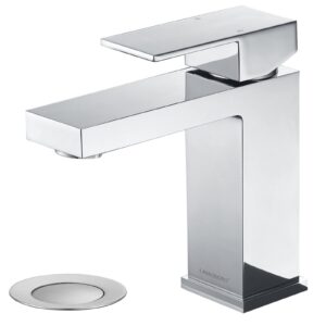 chrome bathroom faucet single hole, lava odoro modern bathroom sink faucet single handle vanity faucet with pop up drain assembly, deck plate included, bf307-c