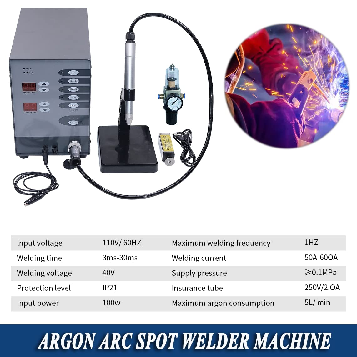 Automatic Spot Welder Pulse Argon Arc Welding Machine Jewelry Welder 110V Spot Welder for Jewelry Welding Jewelry Repair Tool 50-600A,100W