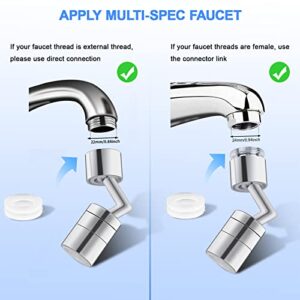 FATEE 2 Packs 720 Degree Swivel Sink Faucet Aerator, Kitchen Sink Aerators, Faucet Attachment with 2 Water Outlet Mode, Universal Rotating Faucet for Kitchen/Bathroom Face, Eye, Wash and Gargle