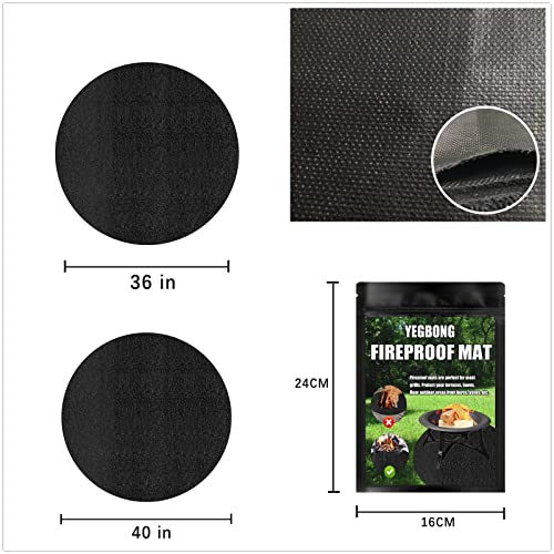 EJPTOYS Yegbong-Outdoor Heat Resistant Fiberglass Fire Pit Mat, Under Grill Fire Pit Mat, BBQ Mat Fire Pit Mat, Fire Mat Deck Protection, Suitable for Outdoor Deck, Grass, Patio, Ground... (40in)