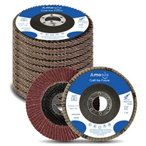 amoolo 4 1/2 inch flap disc, 10pcs-40 grit angle grinder sanding discs, high density abrasive grinding wheels type 29 for metal/wood grinding (7/8 inch arbor size)