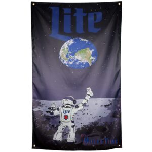 zkflager miller flag astronaut meme flag funny cool flags banner 3x5 ft for man cave frat room guys college dorm bedroom wall