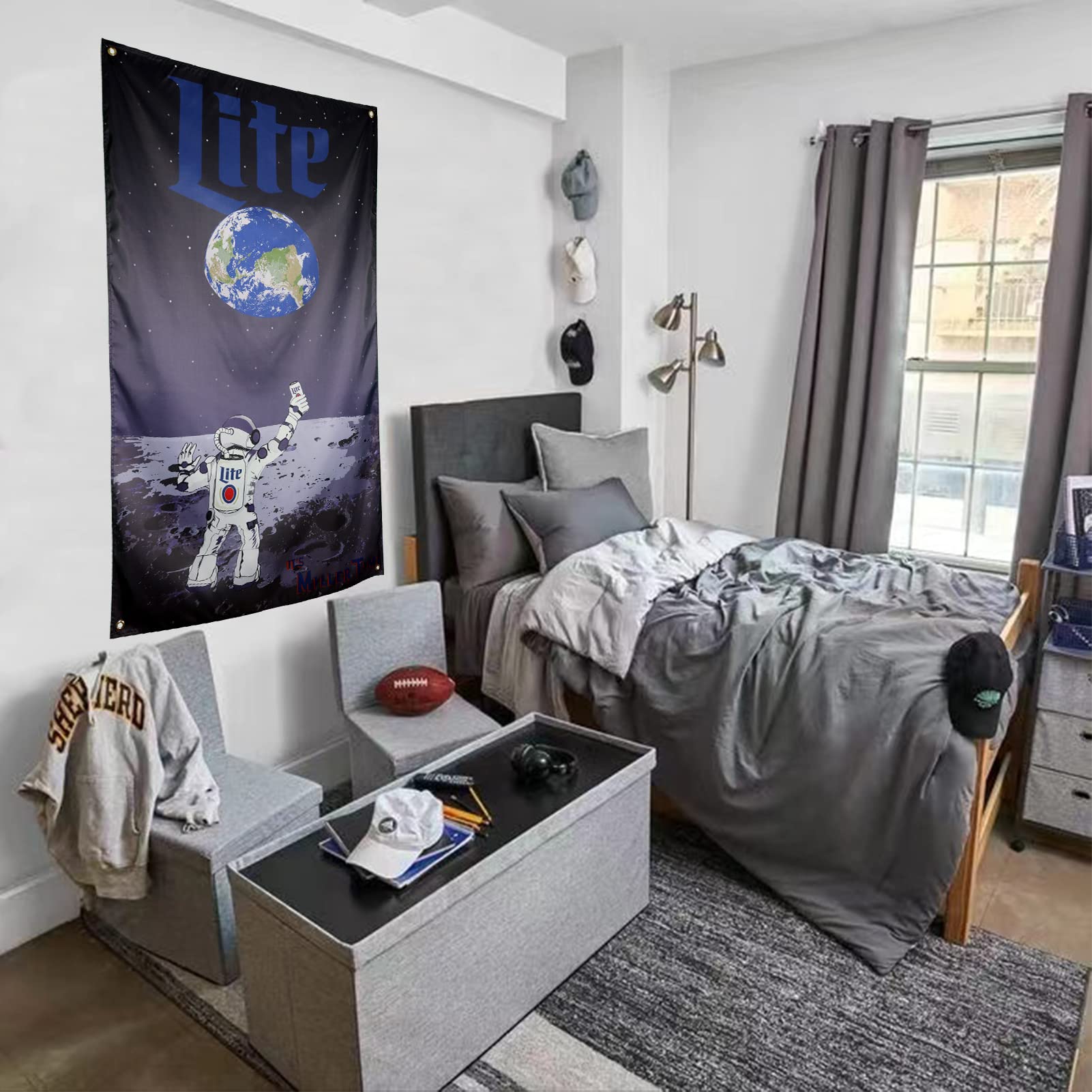 ZKflager Miller Flag Astronaut Meme Flag Funny Cool Flags Banner 3x5 Ft for Man Cave Frat Room Guys College Dorm Bedroom Wall