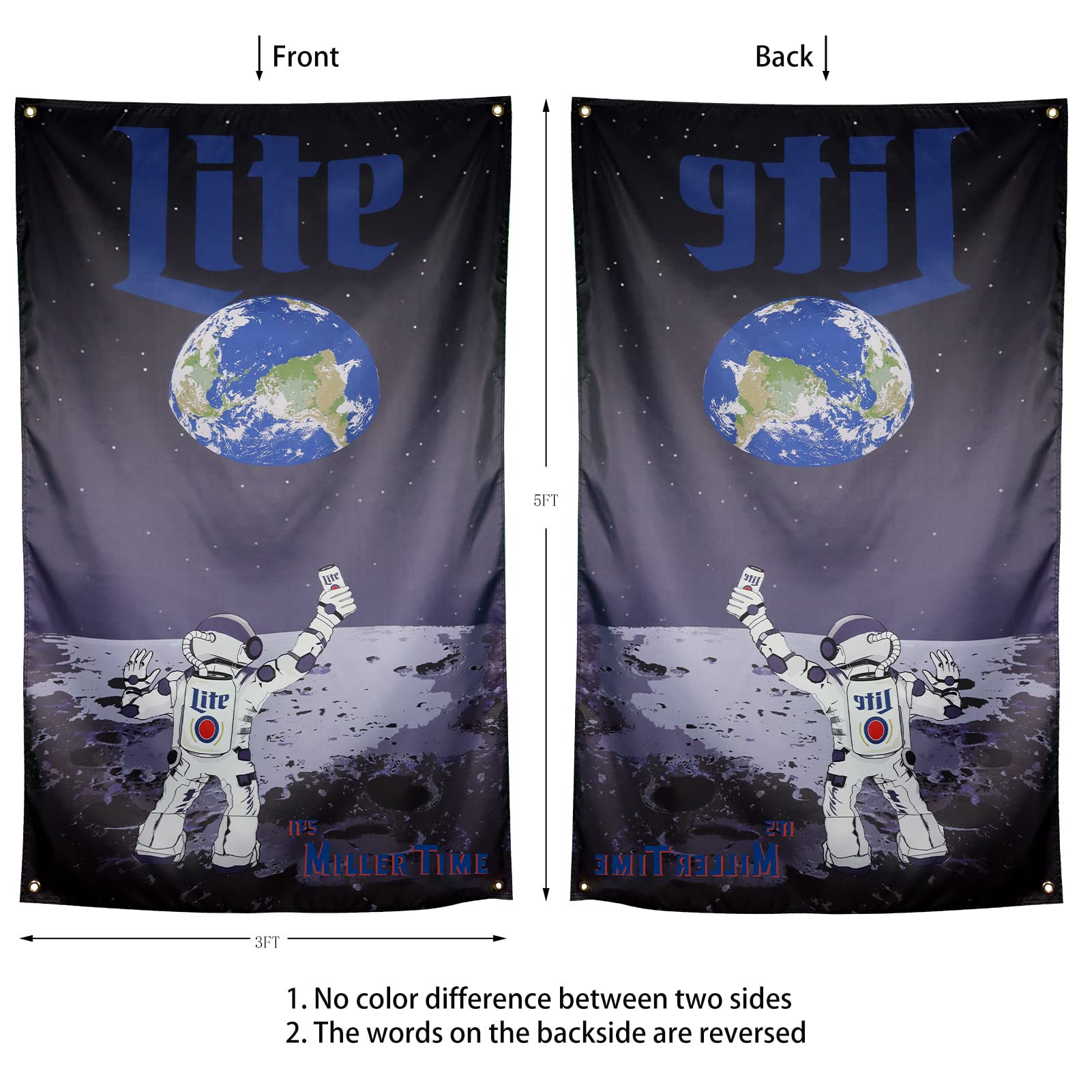 ZKflager Miller Flag Astronaut Meme Flag Funny Cool Flags Banner 3x5 Ft for Man Cave Frat Room Guys College Dorm Bedroom Wall