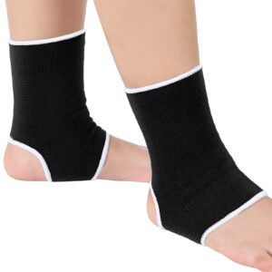 haysandy 4 pieces/ 2 pair kids ankle support compression kid ankle brace elastic kids compression socks knitted ankle support brace ankle sleeve for jogging running fitness (black, 5-10 years)