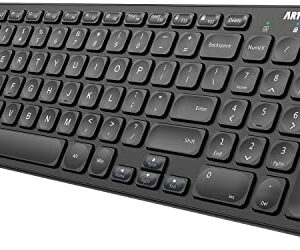 Arteck 2.4G Wireless Keyboard Ultra Slim Full Size Keyboard with Numeric Keypad and Media Hotkey for Computer/Desktop/PC/Laptop/Surface/Smart TV and Windows 10/8/ 7 Built-in Rechargeable Battery