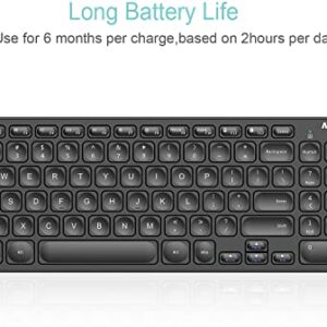 Arteck 2.4G Wireless Keyboard Ultra Slim Full Size Keyboard with Numeric Keypad and Media Hotkey for Computer/Desktop/PC/Laptop/Surface/Smart TV and Windows 10/8/ 7 Built-in Rechargeable Battery