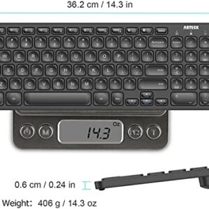 Arteck 2.4G Wireless Keyboard Ultra Slim Full Size Keyboard with Numeric Keypad and Media Hotkey for Computer/Desktop/PC/Laptop/Surface/Smart TV and Windows 10/8/ 7 Built-in Rechargeable Battery