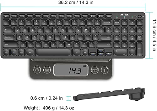 Arteck 2.4G Wireless Keyboard Ultra Slim Full Size Keyboard with Numeric Keypad and Media Hotkey for Computer/Desktop/PC/Laptop/Surface/Smart TV and Windows 10/8/ 7 Built-in Rechargeable Battery