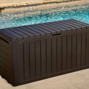 Keter 71 Gallons Gallon Water Resistant Lockable Deck Box with Wheels in Dark Brown