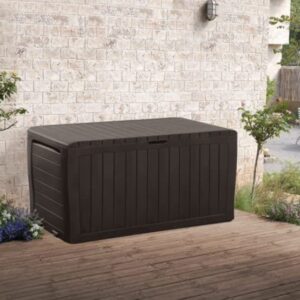 Keter 71 Gallons Gallon Water Resistant Lockable Deck Box with Wheels in Dark Brown