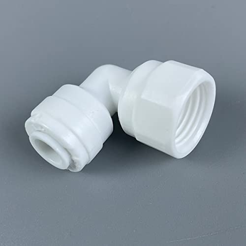 XINWOO Union Elbow 1/4" x 1/4" Female Thread Fittings Quick Connect for Reverse Osmosis RO System Parts (10 Pack)