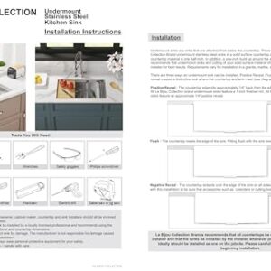Le Bijou Collection 30 Inch Workstation Undermount 30 x19 Inch Single Bowl 16 Gauge Stainless Steel Handmade Kitchen Sink with Integrated Ledge and Accessories