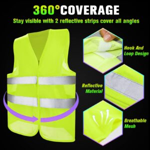 30 Pack High Visibility Safety Vest, Reflective Mesh Security Vest with High Visibility Silver Strip for Men Women Work Cycling Runner Volunteer Construction Neon