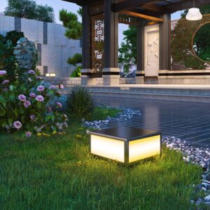 AILICIN Pillar Lamp Post Light, Tempered Glass Shade，Fence Deck Cap Light Lantern Column Lamp for Flat Surface Patio Garden Decoration with IP55 Waterproof E26 LED Bulb (Electric Powered)