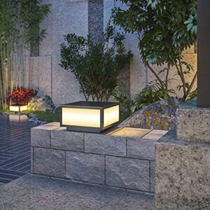 AILICIN Pillar Lamp Post Light, Tempered Glass Shade，Fence Deck Cap Light Lantern Column Lamp for Flat Surface Patio Garden Decoration with IP55 Waterproof E26 LED Bulb (Electric Powered)