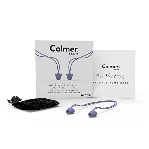 Flare Calmer Secure – Ear Plugs Alternative – Reduce Annoying Noises Without Blocking Sound – Soft Reusable Flexible Silicone with Built-in Lanyard – Purple