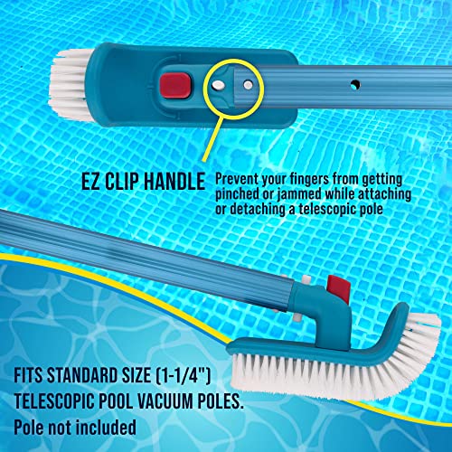 U.S. Pool Supply Professional Pool Step and Corner Cleaning Brush with Adjustable 180 Degree Handle Rotation - Curved End Bristles - Easily Scrub Sweep Clean Swimming Pools, Spas, Hot Tubs, Bathroom