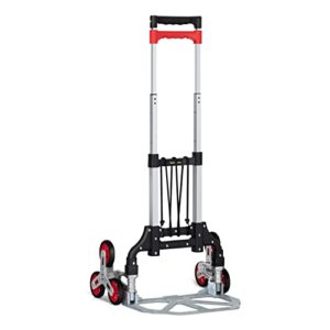 monibloom stair climbing cart portable folding hand truck and dolly, heavy-duty 151 lb capacity aluminum trolley cart with telescoping handle and bungee cord for travel office