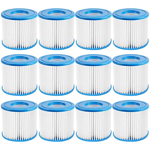 Macaberry Type D Pool Filter Cartridge Replacement Compatible with Summer Waves P57100102, P57000104, Intex Type D, Summer Escapes Pool Filter, VII Filter, RX600 Above Ground Pools Pool Pump, 12 Pack