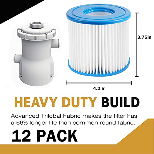 Macaberry Type D Pool Filter Cartridge Replacement Compatible with Summer Waves P57100102, P57000104, Intex Type D, Summer Escapes Pool Filter, VII Filter, RX600 Above Ground Pools Pool Pump, 12 Pack