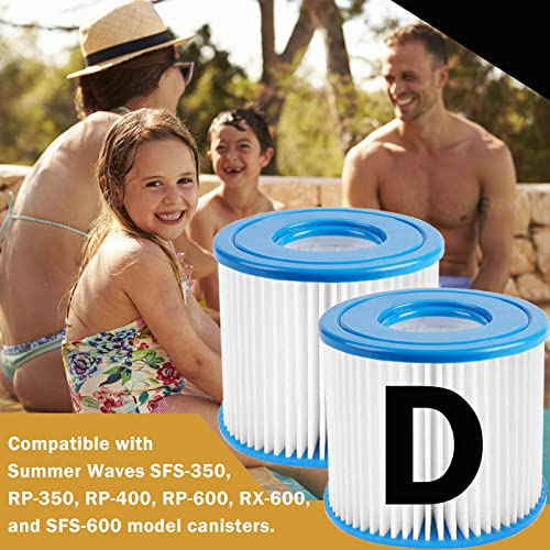 Macaberry Type D Pool Filter Cartridge Replacement Compatible with Summer Waves P57100102, P57000104, Intex Type D, Summer Escapes Pool Filter, VII Filter, RX600 Above Ground Pools Pool Pump, 12 Pack