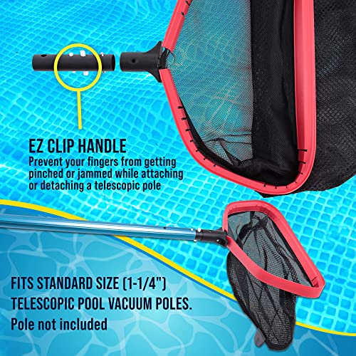 U.S. Pool Supply Professional Heavy Duty 17" Swimming Pool Leaf Skimmer Rake with Deep Double-Stitched Net Bag - Strong Aluminum Frame for Faster Cleaning & Easier Debris Pickup and Removal