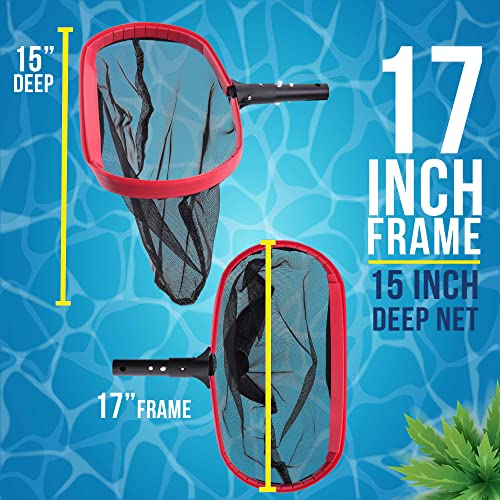 U.S. Pool Supply Professional Deluxe Swimming Pool Leaf Skimmer Rake with Deep Net Bag, Heavy Duty - Strong Reinforced Aluminum Frame, Faster Cleaning & Easier Debris Pickup & Removal, EZ Clip Handle