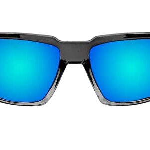 BOMBER Polarized Sunglasses for Men, 2 Tone Crystal Smoke Frame with Ice Blue Mirror Polarized Safety Lens z87 Compliant, UV Protection for Safety Glasses - BG114ICE