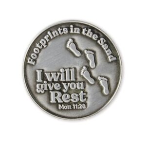 Footprints in The Sand Love Expression Coin for Public Servants & Law Enforcement, Keepsake Pocket Token of Prayer & Divine Protection for Men & Women, EDC Coin, Thinking of You Gift of Appreciation