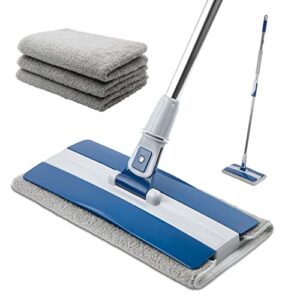 DSV Standard Professional Floor Mop with 3 Extra Microfiber Washable Pads, Adjustable Pole, Dry & Wet Cleaning, for All Type of Surfaces, for Home/Office with 360° Rotation Mop Head