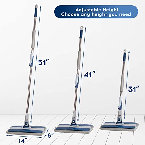 DSV Standard Professional Floor Mop with 3 Extra Microfiber Washable Pads, Adjustable Pole, Dry & Wet Cleaning, for All Type of Surfaces, for Home/Office with 360° Rotation Mop Head