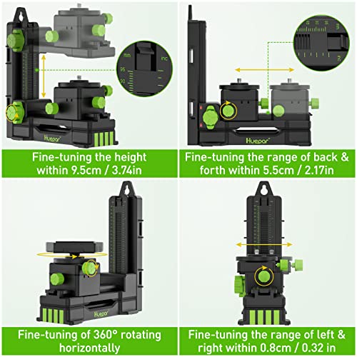 Huepar Fine-tuning Bracket Laser Level Mount, Multifunctional Magnetic Pivoting Base, 360° Rotation - alternative to a standard 1/4" and 5/8" thread & Height Adjustment-PV11