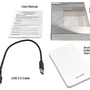 Avolusion Z1-S USB 3.0 Portable External Gaming Hard Drive - White (for PS5, Pre-Formatted) - 2 Year Warranty (1TB)