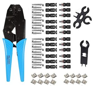 qeeheng solar panel crimper tools kit compatible with solar cable connector,1 crimping tool,6 pairs solar panel connectors,2pcs spanner wrench, crimp tool for 2.5/4.0/6.0mm² solar pv cable