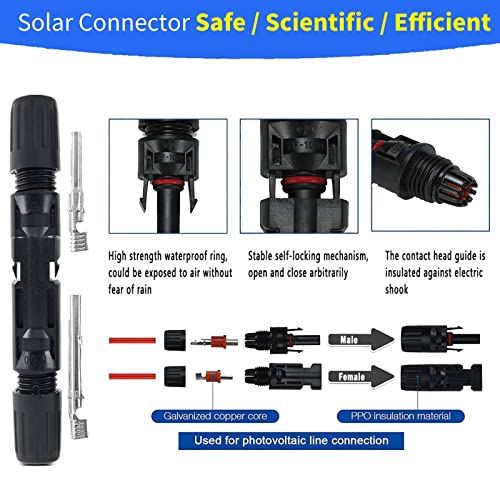 QeeHeng Solar Panel Crimper Tools Kit Compatible with Solar Cable Connector,1 Crimping Tool,6 Pairs Solar Panel Connectors,2Pcs Spanner Wrench, Crimp Tool for 2.5/4.0/6.0mm² Solar PV Cable