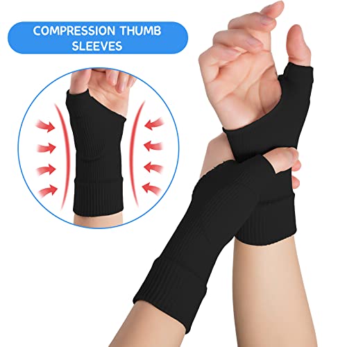DCC-GETS Thumb Arthritis Compression Gloves(2 PAIRS),comfortable Compression Glove with Soft Gel Pads, Lightweight wrist Support Braces,Pain relief, Carpal Tunnel (Black)
