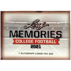 2021 leaf memories college football box (seven autograph cards/bx)