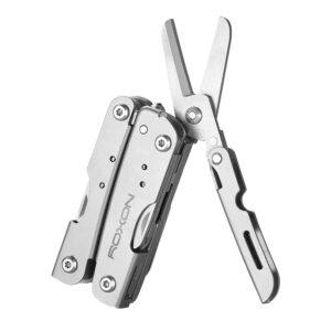 roxon m2 14 in 1 mini multitool small lightweight with folding scissors mini storm with 9pc bits set + holder multi tool