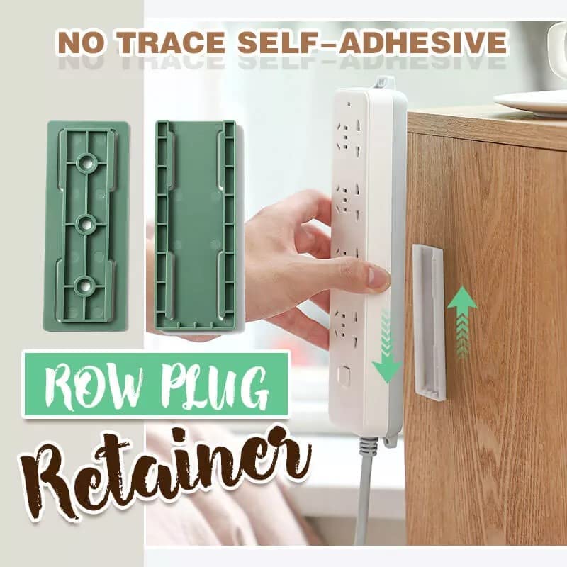 No Trace Self-Adhesive Row Plug Retainer Power Strip Fixator Self Adhesive Power Strip Holder Surge Protector Fixator Wall Mount Punch-Free for Kitchen Home and Office (4Pack)