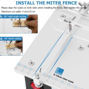 MXBAOHENG Mini Table Saw S2 Portable Precision Table Saws for Crafts, 1/2" Cut Depth, w/ 4 Blades, 96W Adjustable Speed Power Supply, for Wood Metal Plastic Cutting