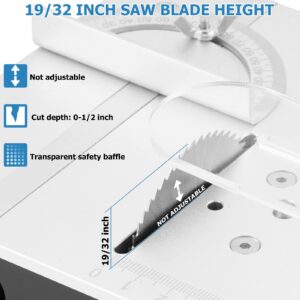 MXBAOHENG Mini Table Saw S2 Portable Precision Table Saws for Crafts, 1/2" Cut Depth, w/ 4 Blades, 96W Adjustable Speed Power Supply, for Wood Metal Plastic Cutting