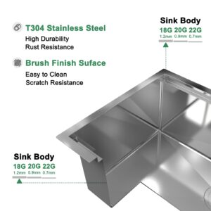 bathivy Undermout Wet Bar Prep Sink, 22 x 18 x 10 Inch Bar Sink, Handmade Stainless Steel Sink Set Single Bowl Small Kitchen Bar and RV Sink with All Accessories