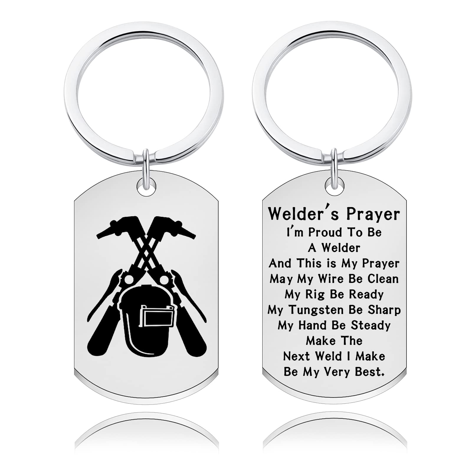 Welder's Prayer Keychain Welder Helmet Jewelry I'm Proud To Be A Welder Jewelry Welder Dog Tag Keychain Welder Gifts (Welder's Prayer KS)