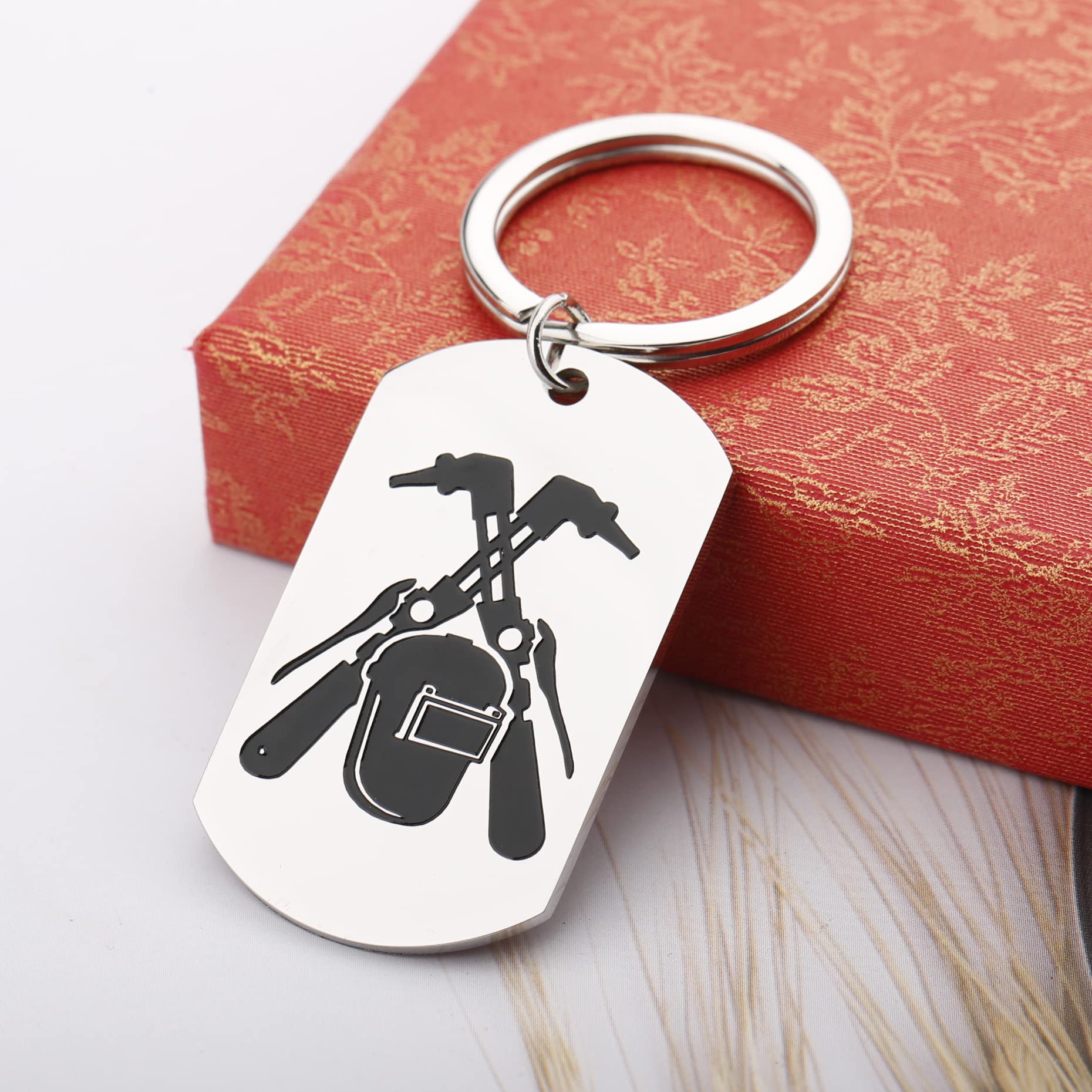 Welder's Prayer Keychain Welder Helmet Jewelry I'm Proud To Be A Welder Jewelry Welder Dog Tag Keychain Welder Gifts (Welder's Prayer KS)