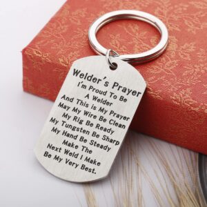 Welder's Prayer Keychain Welder Helmet Jewelry I'm Proud To Be A Welder Jewelry Welder Dog Tag Keychain Welder Gifts (Welder's Prayer KS)